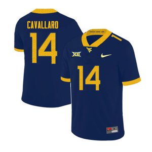 Men's West Virginia Mountaineers NCAA #14 Matt Cavallaro Navy Authentic Nike Stitched College Football Jersey HJ15K71MJ